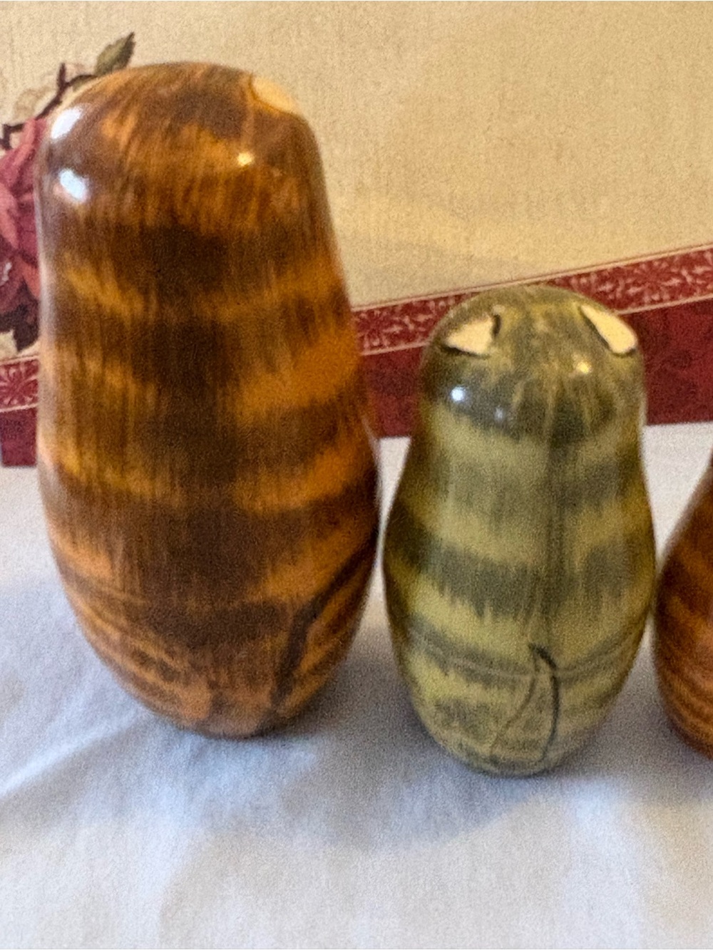 Vintage Matryoshka Hand Painted Tabby Cat Kitty Wood Russian Nesting Dolls Set 5 - Picture 9 of 10
